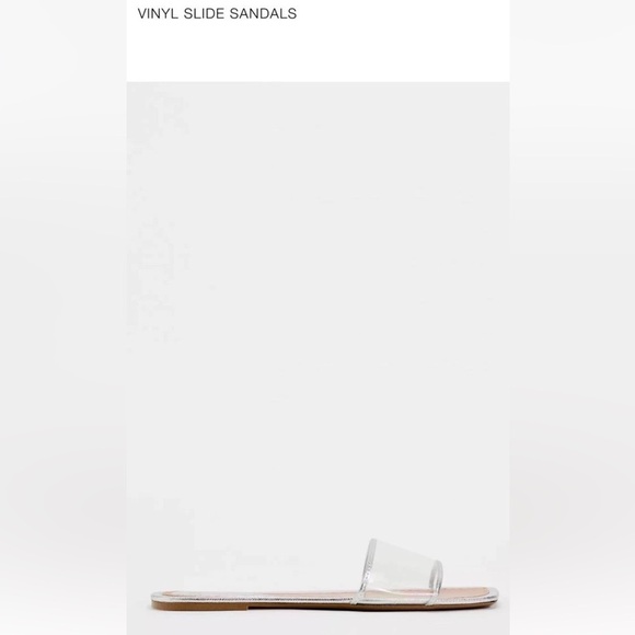 ZARA VINYL SLIDE SANDALS Silver Clear Strap Size US 7.5 EUR 38 Slip On 3626/310 - Picture 12 of 13